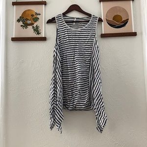 Nautical Navy stripe asymmetrical dress / coverup